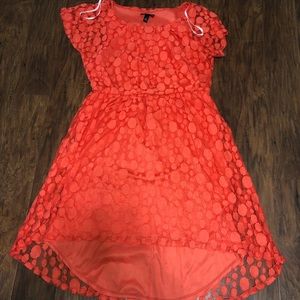 Size 14 high low dress with lace overlay.